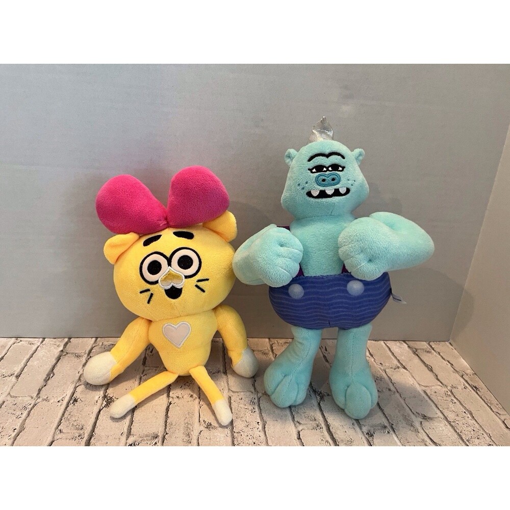 Battle Kitty & Orc Plush Set – Soft Stuffed Animal Duo – Great Condition